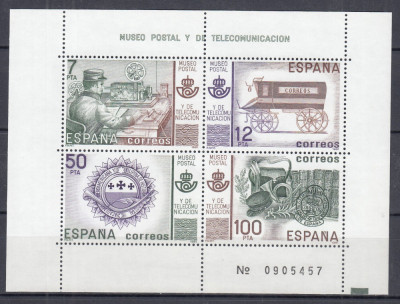 SPANIA 1981 MUZEUL POSTAL SI AL TELECOMUNICATIILOR BLOC MNH foto