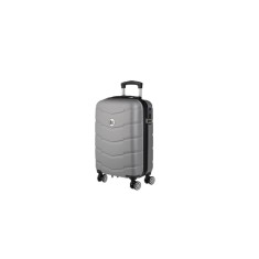 Valiza - troler gri metalizat cu dungi reliefate 58l