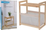 Raft de depozitare din lemn cu cos textil
