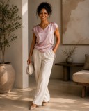 Bluza dama roz cu anchior si snur pe lateral