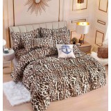 Lenjerie pat dublu,bumbac finet,6 piese,cearceaf cu elastic,animal print-A812