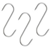 Cumpara ieftin Set 3 carlige inox forma S pentru afumare carne, macelarie, rezistente, sustinere grea, 17 cm, argintiu