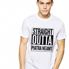 Tricou alb barbati - Straight Outta Piatra Neamt - XL