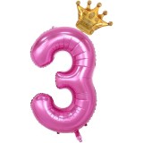 Balon din Folie Metalizata Cyrax, Roz Cifra 3