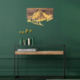 Decoratiune de perete, Mountain v2, 50% lemn/50% metal, Dimensiune: 58 x 38 cm, Nuc / Aur, Skyler