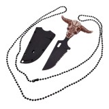Cutit Tactic Vanatoare IdeallStore&reg; Death Spike 9.5cm Negru, Otel, Teaca Lant, Camping, Drumetii, Pescuit