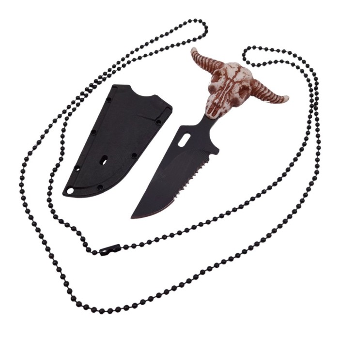 Cutit tactic de vanatoare IdeallStore&reg;, Death Spike, 9.5 cm, negru, teaca cu lant inclusa