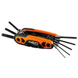 Set 8 chei hexagonale pliabile NEO, cu blocare, 1.5-8 mm