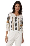 Bluza tip ie dama R25 alb/gri , marimea 3XL, Casual, Bumbac