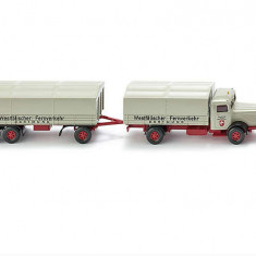 Macheta camion Mercedes Benz L6600 remorca dubla 1950, 1:87 Wiking