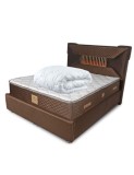 Set Saltea ortopedica, Lux Memory Piemond cu topper, 140x200x32cm, fermitate tare, plasa arcuri, memory foam 2,5 cm, husa matlasata, aerisire perimetr