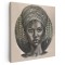 Tablou portret carbune femeie africana cu turban, maro 1320 Tablou canvas pe panza CU RAMA 60x60 cm