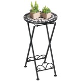 Outsunny Suport pentru plante &Oslash;36 x 67 cm Suport pentru flori pliabil rotund pentru balcon mozaic de piatră grădină interior exterior multicolor | Aos