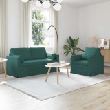 Cumpara ieftin Set de canapea 2 buc. Verde inchis tesatura