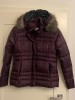 Geaca de dama, pentru iarna, cu 80% puf de rata, mas.L, Burgundy, Poliester