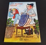 Degustare de strugurii, colecție rară anii &#039;70 - Carte Poștală Franțuzească Umoristică, Circulata, Franta, Printata