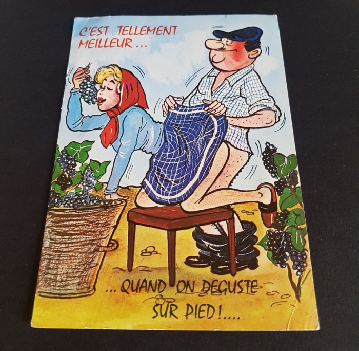 Degustare de strugurii, colecție rară anii &#039;70 - Carte Poștală Franțuzească Umoristică