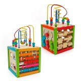 Cub activitati educative, centru multifunctional, 5 in 1, jucarie interactiva din lemn, ProCart