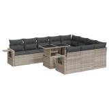 Cumpara ieftin Set canapele de gradina cu perne, 11 piese, gri, poliratan