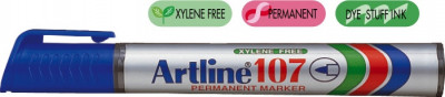 Permanent Marker Artline 107, Corp Plastic, Varf Rotund 1.5mm - Albastru foto