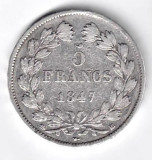 FRANTA 5 FRANCS FRANCI 1847 BB LOUIS PHILIPPE I ARGINT STARE FOARTE FOARTE BUNA