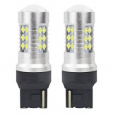 Bec Led 24SMD 3030 12/24V Lumina de zi semnalizare frana 7440 W21W T20 Canbus 2buc - Alb Garage AutoRide, Amio