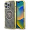 Husa MagSafe pentru Apple iPhone 16 Pro Max, Guess, IML Glitter 4G Circle Triangle, Maro