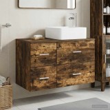 Cumpara ieftin Set de mobilier pentru baie suspendat 2 buc. Stejar fumuriu
