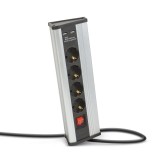 Delight Distribuitor colțar - cu &icirc;ntrerupător - 4 x 250V, 16A - 2 x USB, 2,1A - carcasă din aluminiu