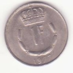Luxemburg 1 franc 1977 - Jean I, tiraj: 1.000.000 exemplare.