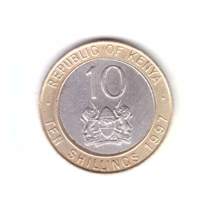 Moneda Kenya 10 shillings 1997, stare buna, curata