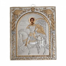 Icoana argintata antic Sfantul Dumitru