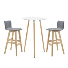 Set Retro-design masa bar rotunda cu 2 scaune, masa (diametru x inaltime): 70 x 107 cm, scaun 98 x 48 x 49 cm foto