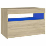 Cumpara ieftin Noptiera cu lumini LED, stejar Sonoma, 60x35x40 cm