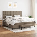 Cumpara ieftin Pat box spring cu saltea, gri taupe, 200x200 cm, textil