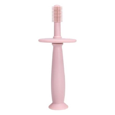 Periuta de Dinti din Silicon pentru Bebelusi, fara BPA, 360 Grade, Bariera Anti-Inghitire, Maner Ergonomic, 12.5 x 15 cm, Roz foto