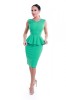 X285-12 Rochie midi cu peplum in talie, S