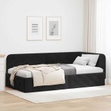 vidaXL Cadru de pat colțar cu headboard Negru 100 x 200 cm Catifea 42016548