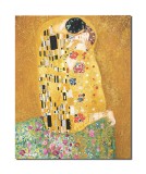 Cumpara ieftin Tablou The Kiss, Sarutul pictat manual, 50x40cm ulei pe panza, reproducere Gustav Klimt, gata de expus pe perete