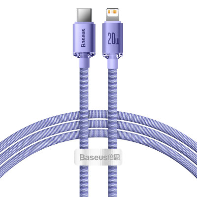 Cablu De Date De &amp;icirc;ncărcare Rapidă Din Seria Baseus Crystal Shine USB Tip C La Lightning 20W 1,2 M Violet (CAJY000205) foto