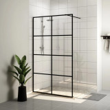 VidaXL Paravan de duș walk-in negru 90x195 cm sticlă ESG transparentă