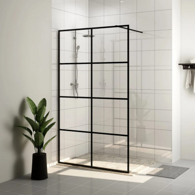 vidaXL Paravan de duș walk-in negru 90x195 cm sticlă ESG transparentă foto