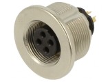 Conector M9 Mamă Aurit 125V IP67 4 Pin Drept