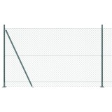 VidaXL Gard de s&acirc;rmă &icirc;mpletită cu 7 st&acirc;lpi flansați 1.4x10 m din oțel galvanizat