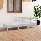 Gossi set mobilier de gradina, 3 piese, alb, lemn masiv de pin