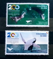 Columbia 2023 fauna marină , balene , serie 2v nestampilata foto