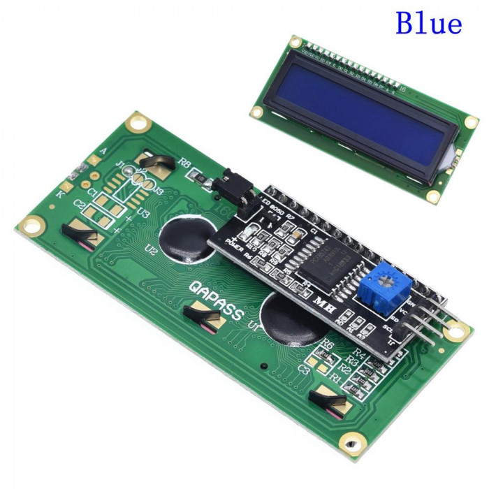 Modul LCD Display 1602 + I2C 16X2 caractere afisaj albastru Arduino