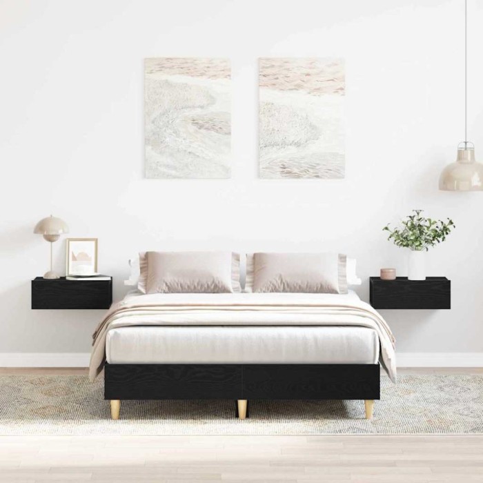 Cadru de pat Stejar negru 140 x 190 cm Lemn compozit