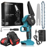 Drujba electrica cu lant (fierastrau) Mustool, 1200 W, 10000 RPM, 15 cm lungime lama, 3 m/s viteza lant, Albastru