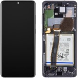 Display cu Touchscreen Samsung Galaxy S20 Ultra 5G G988 / S20 Ultra G988, cu Rama si Acumulator, Negru (Cosmic Black), Service Pack GH82-31208A